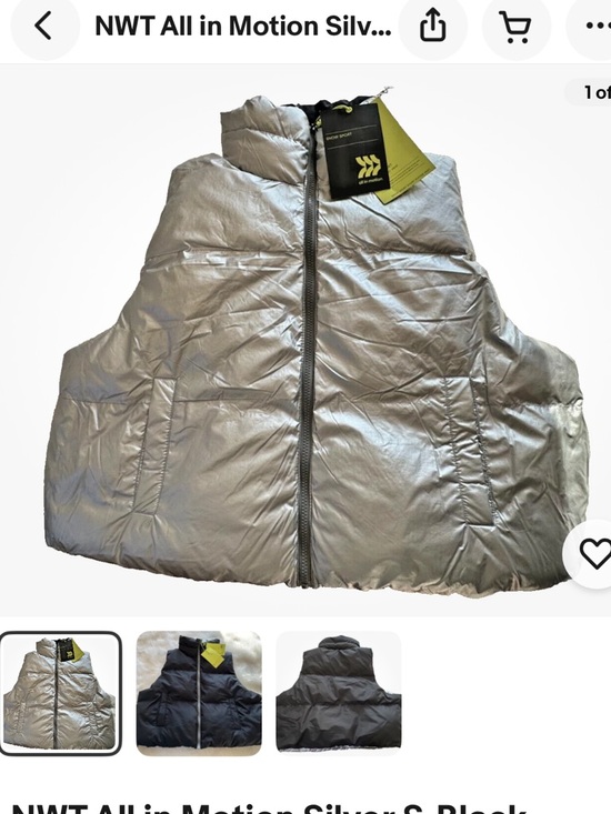 all in motion Jackets & Blazers - all in motion Black and Silver Reversible Women’s  Puffer Vest
